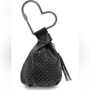Aimee Kestenberg Clutch All My Heart Pouch Leather Black Silver Studs AUTHENTIC